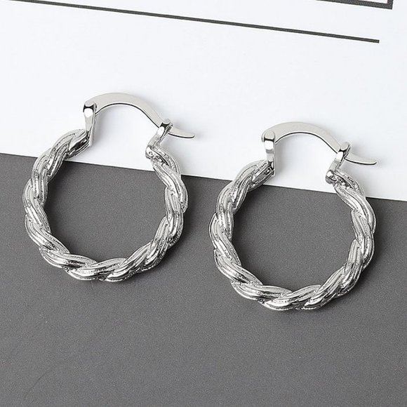 Jewelry - #NEW 925 Sterling Silver Round Braided Hoop Earrings